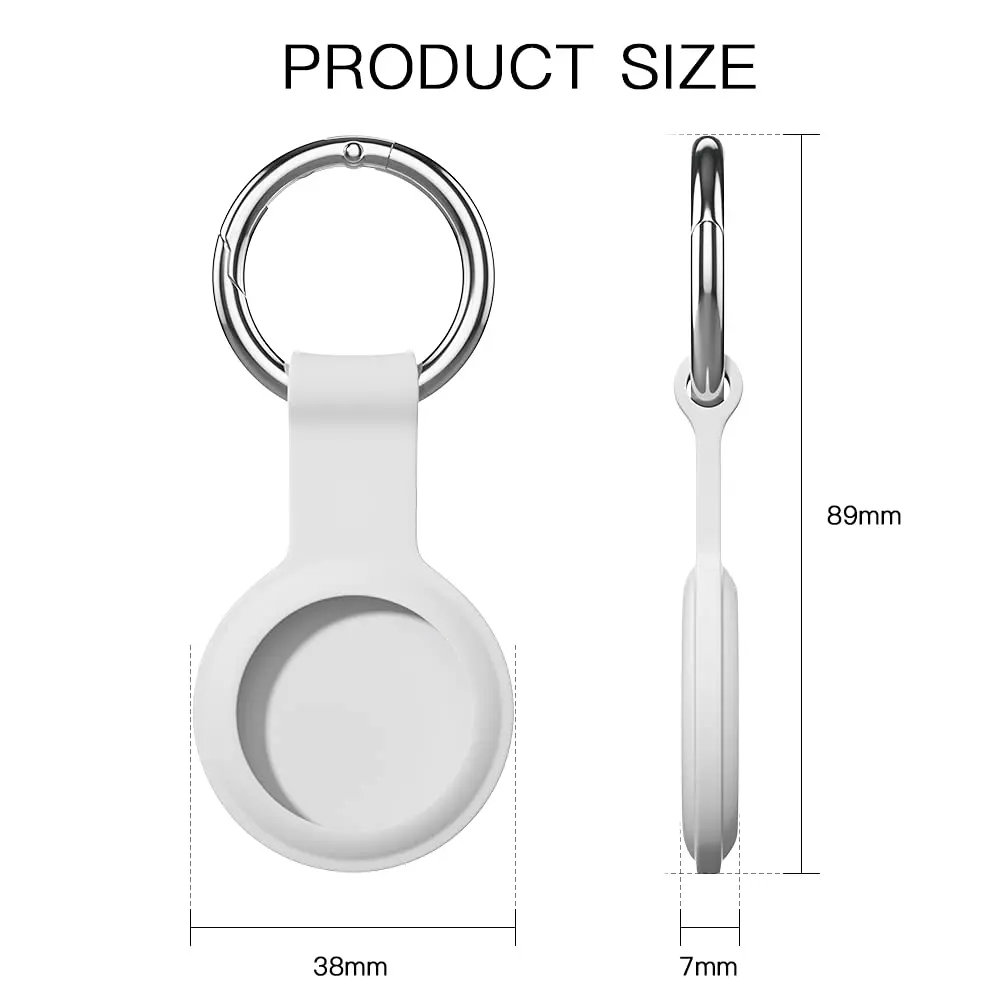 ABZZ-Compatible For Airtag Case Keychain ,Silicone Protective Cover Secure Holder With Key Ring-4 Pack Red/White/Yellow/Pink