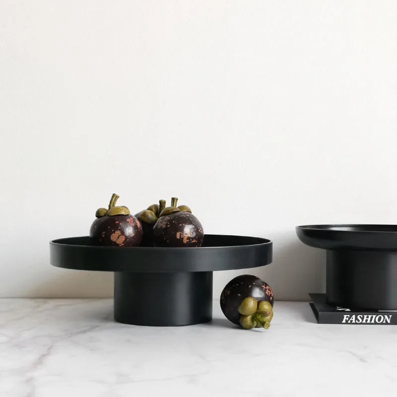 Scandinavian ins wind tall tray fruit plate minimalist home modern pastry wedding black