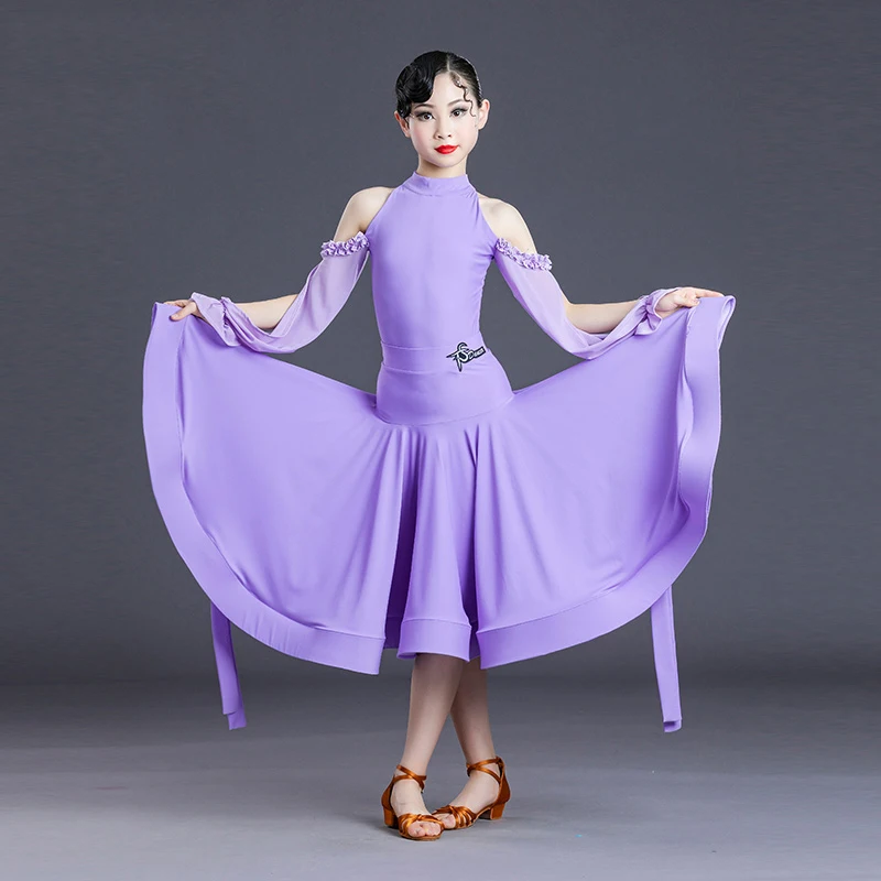 

2024 Ballroom Dance Dress For Girls Floating Sleeves Split Large Skirt Suit National Standard Dance Performance Clothes DN11215