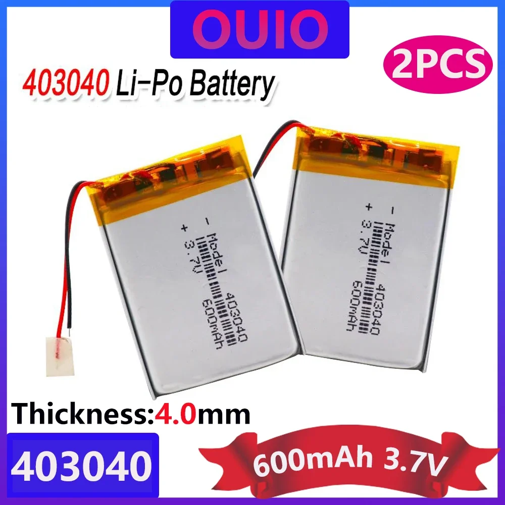 2pcs 3.7V 600mAh 403040 Lithium Polymer Li-Po Li Ion Rechargeable Battery Lipo Cells For Tachograph Car DVR Bluetooth Camera