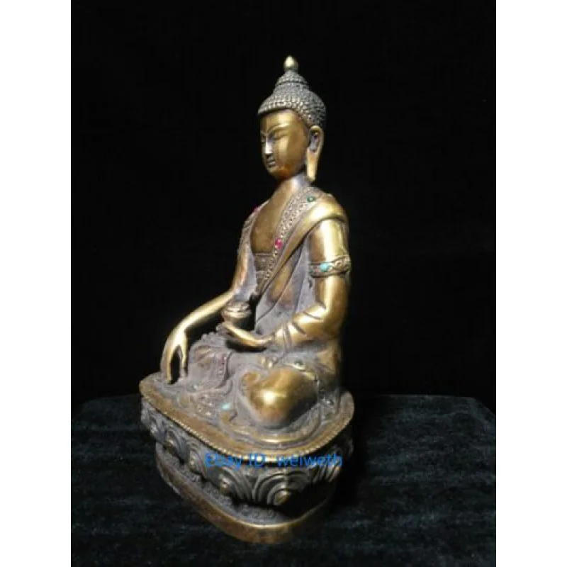 Imagem -05 - Handmade Sakyamuni Buddha Estátua Coleção Bronze Chinês Antigo 20cm 826