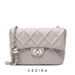 CEZIRA Brand Flap Metal Lock Square Ladi Chic Girl Bag Women Luxury Quit Print Small Crossbody Chain Handbags Sling Side Purse