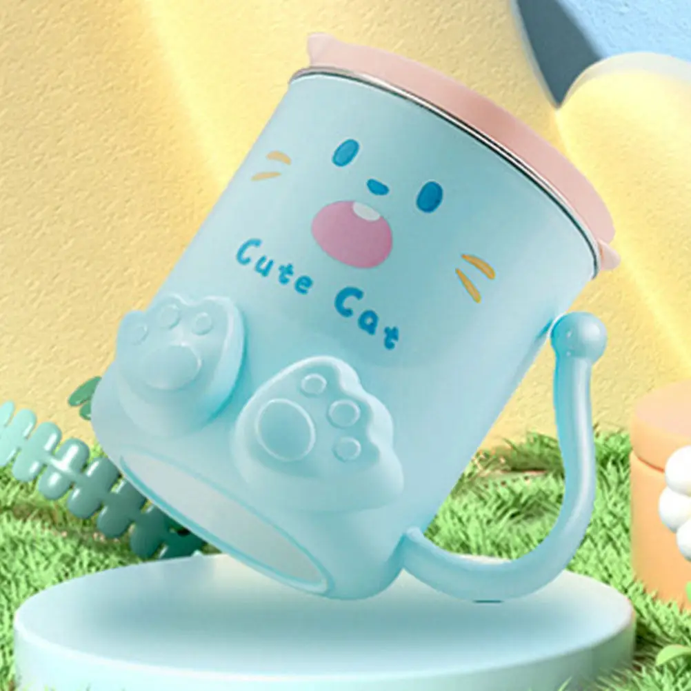 

Cartoon Straw Kids Baby Water Cup 304 Double Layer Insulated Detachable Straw Toddler Cup Ears Capacity Markings
