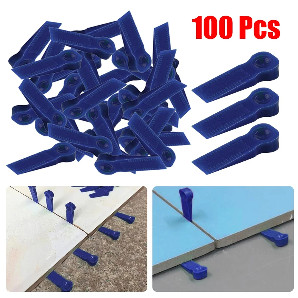 100Pcs Plastic Tile Spacers Reusable Positioning Clips Wall Flooring Tiling Tool Kit Spacers Locator Leveler Level Blue / Green
