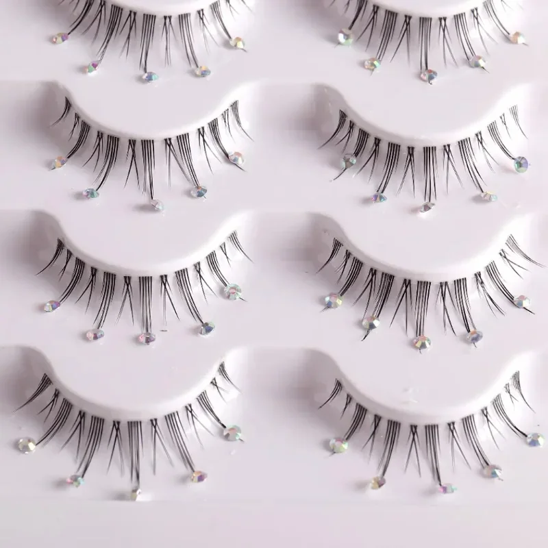 Natürliches Make-up falsche Wimpern Diamant Korea Mode täglich Datierung gefälschte Wimpern Streifen Wimpern Verlängerung weiche Locken 5 Paare