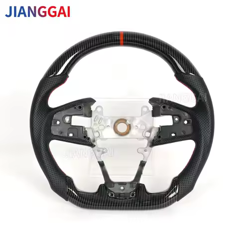 Hydro-Dip Carbon Fiber Steering Wheel For Honda Civic Gen 10th Type R FC FK8 2016-2021 Steering Wheel Perforated Leather