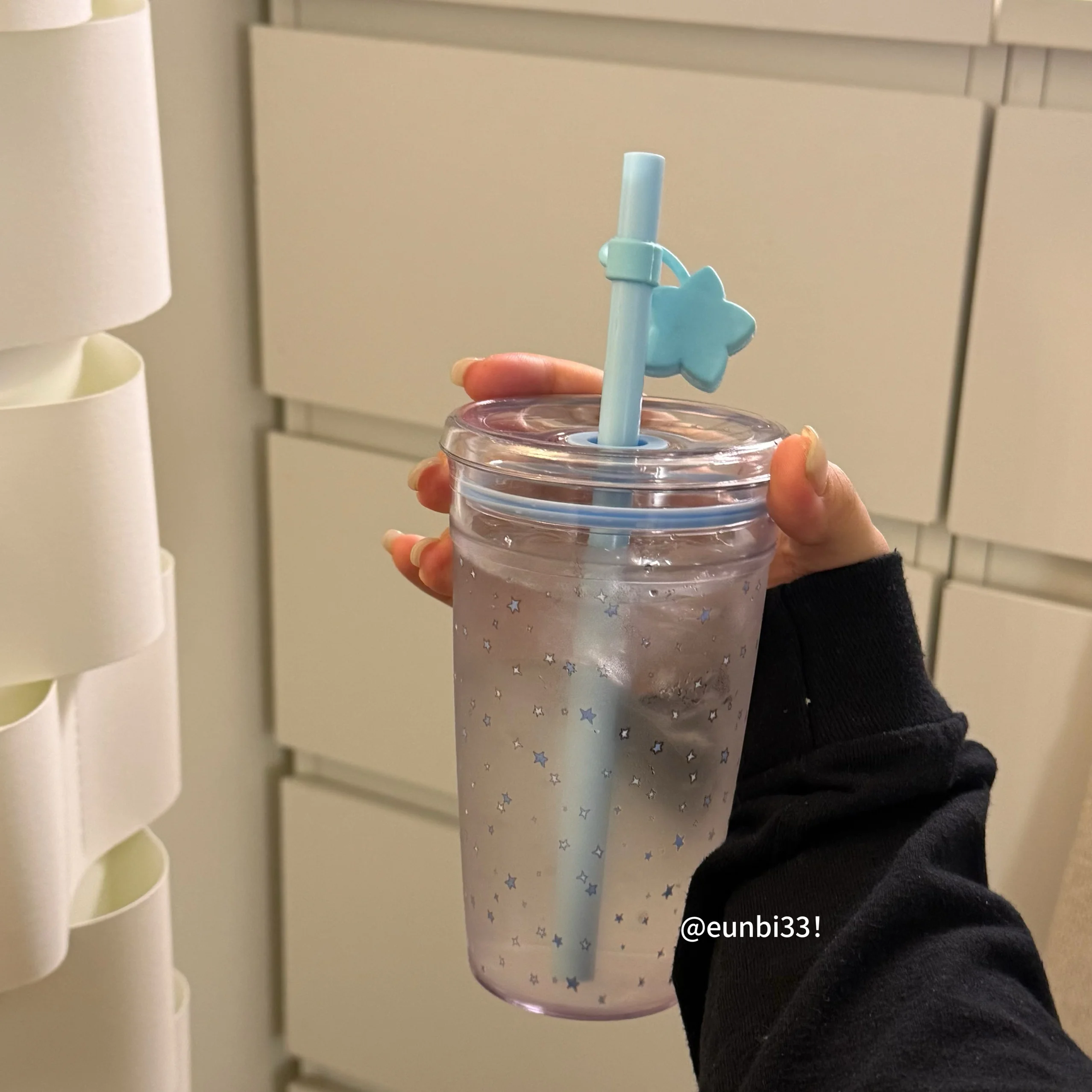 

Original Blue Star Tritan Plastic St Cup 450ml Cute Healing Sle Small Fre Feeling Universal Use Dining Utensils Cup