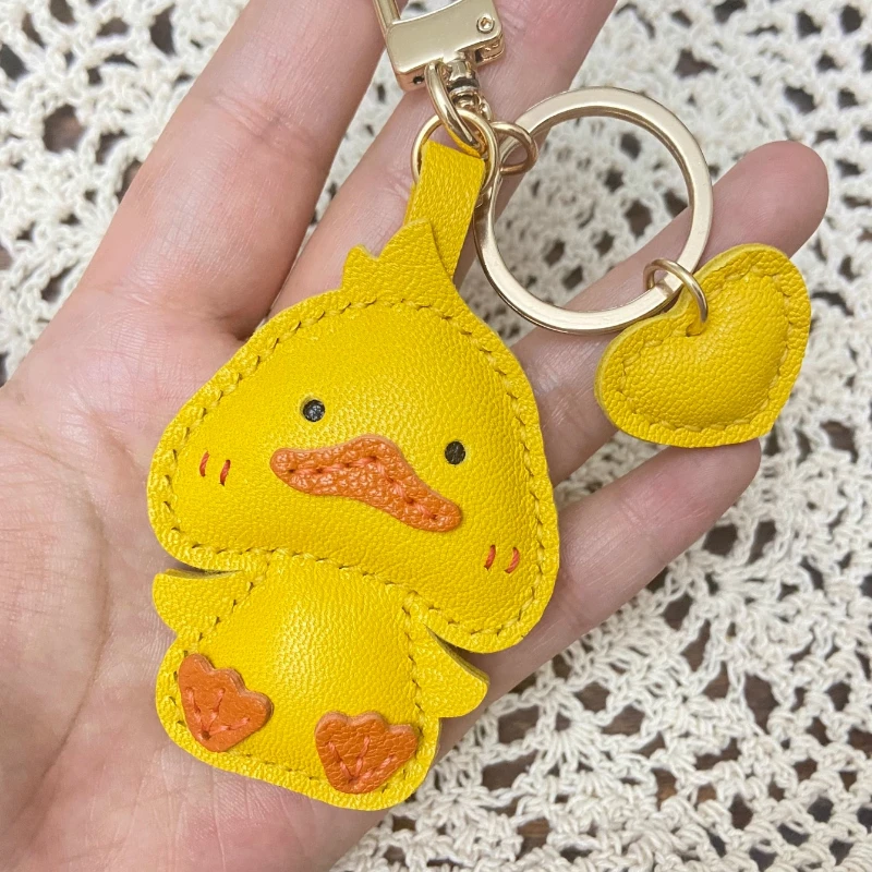 

Duckling Pendant, French Sheepskin Bag Pendant Phone Pendant Bag, Pure Handmade Genuine Leather Keychain.