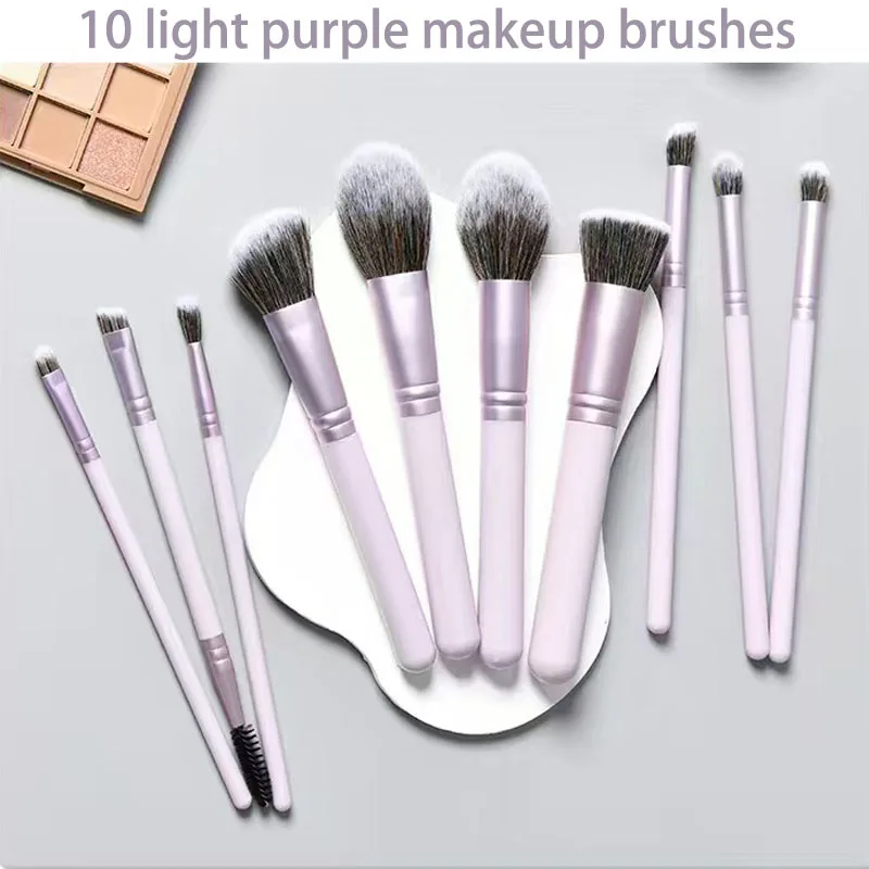 10-Piece Woodblock Makeup Brush Set with Storage Bucket for Ladies And Girls - Perfect Makeup Tools