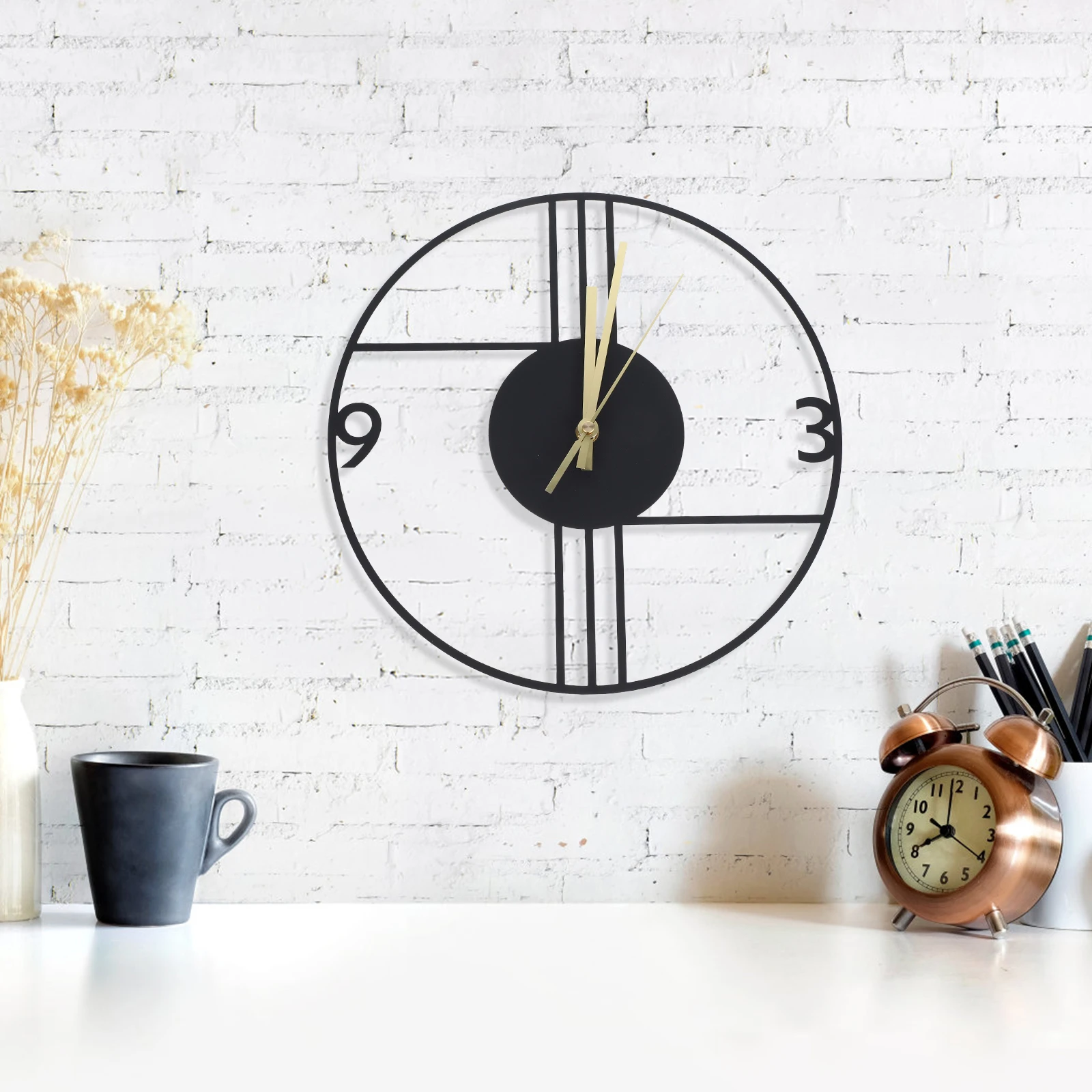 

Silent Wall Clock Iron Art Powered Vintage Large Decorative Indoor Wall Clock Accurate Easy Assembly Home Decor