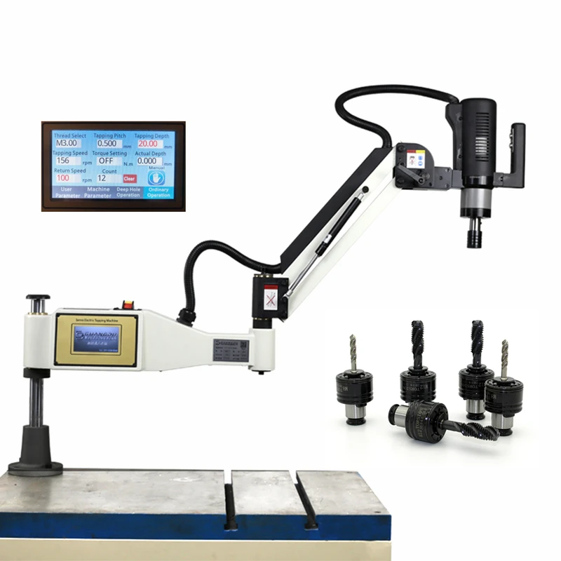 LY Vertical M2-M20 CNC Electric Tapping Drilling Machine Servo Motor Threading Machine Tapper with Chucks Arm Power Tool 220V