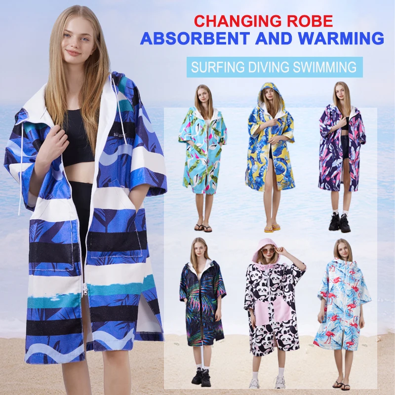 

Hooded Swimming Bathrobe Absorb Water Quick-Drying Bath Towel Diving Beach Towel Outdoor Changing Cloak Towel Clothes Beach Robe
