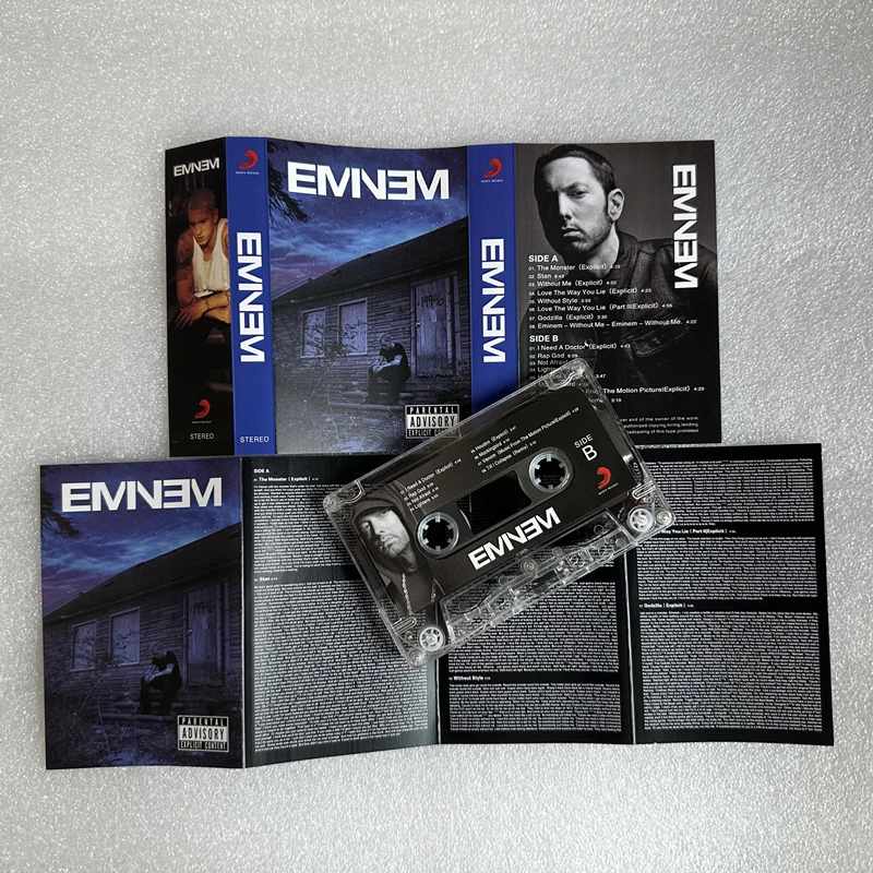 Cinta musical Rap Eminem, álbum de monstruos sin casetes, Cosplay, Walkman, grabadora, trampas de sonido para coche, caja, colección de música para fiesta