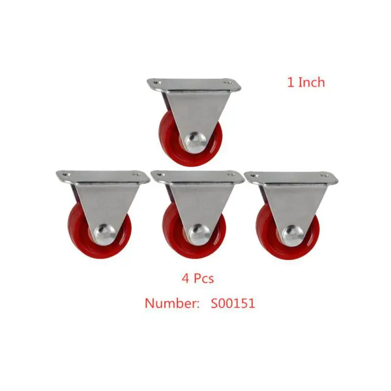 

(4 Packs) Spot 1 Inch Pu Directional Caster Light Jujube Red Polyurethane Roller Quiet Wear-resistant Furniture Wheel