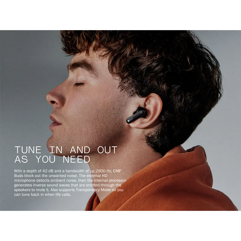 Global Verison CMF من Nothing Buds 42dB إلغاء الضوضاء النشط ANC مع وضع الشفافية IP54 Ultra Bass Technology 2.0 #4