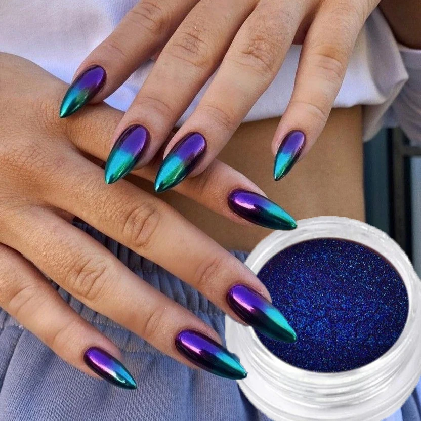 5 cores natal & halloween camaleões espelho prego em pó super-fino gradiente cromo pó diy polarizando camaleão prego poeira