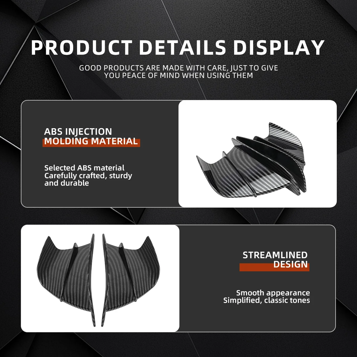 1 Set Motorcycle Front Side Spoiler Winglets Carbon Black Winglet Aerodynamic Side Wing Universal Modified Decoration Accessory view 4