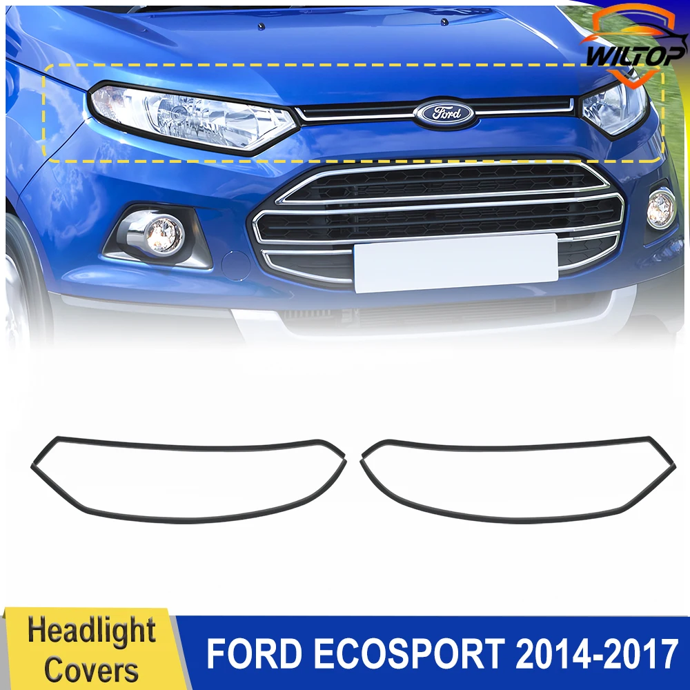 

Headlight Cover For Ford Ecosport 2014-2017 front Lamp hoods protector cover Matte Black Car Exterior Accessories