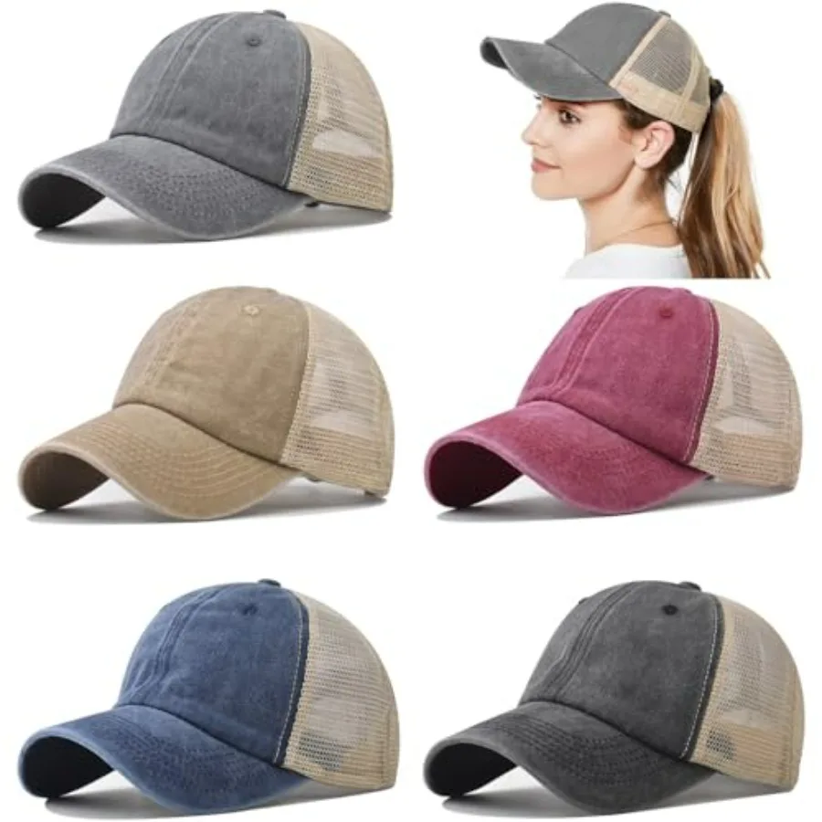 

5/ Vintage Washed Plain Baseball Cap Distressed Dad Golf Hat for Men Women
