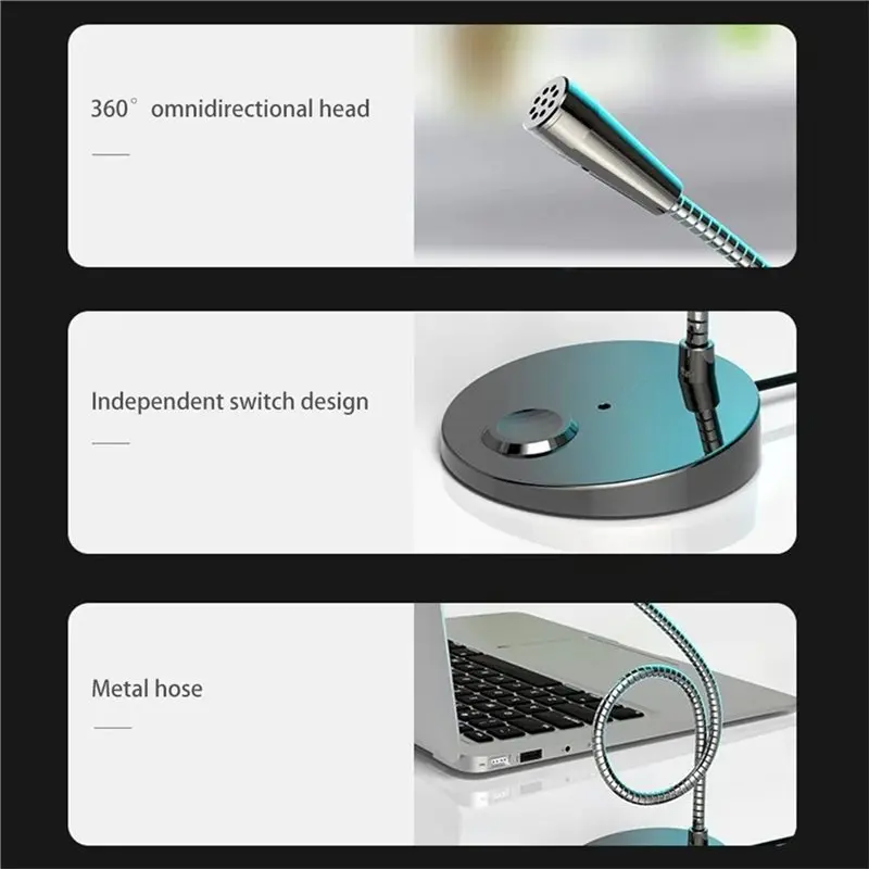 Micrófono FFYY-USB para PC, ordenador portátil, portátil, micrófono de escritorio con cable, altavoz incorporado para aplicaciones de voz