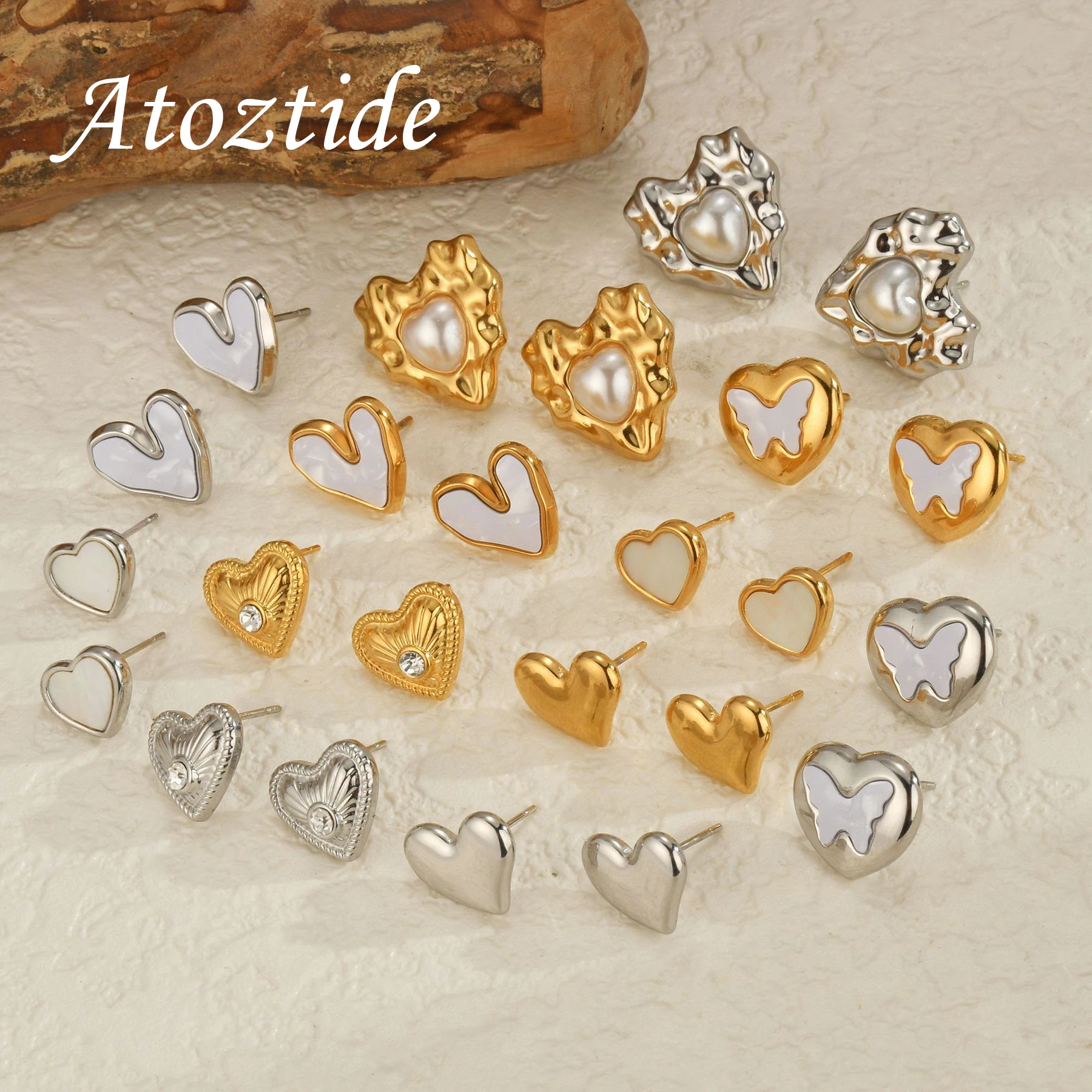 

Atoztide New Fashion Simple Heart Earrings for Women Stainless Steel Trendy Exquisite Romantic Heart Stud Earrings Jewelry Gift