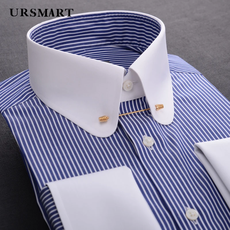 2024 new empire collar pinhole collar needle business shirt pure cotton  retro round collar shirt