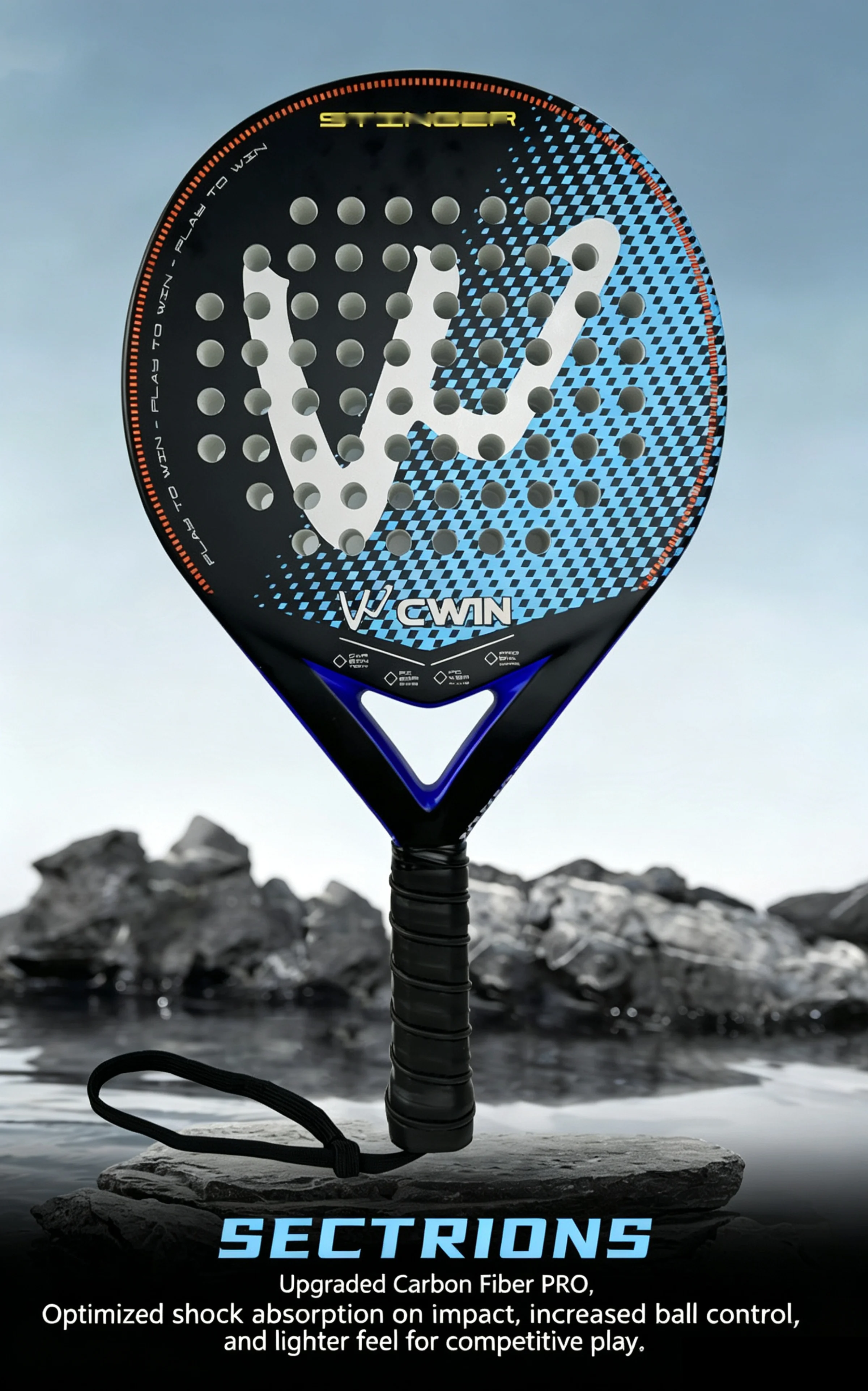 Full Carbon Padel Racket Professional Lightweight Large Sweet Spot High Rebound Directional Drilling DeerHub