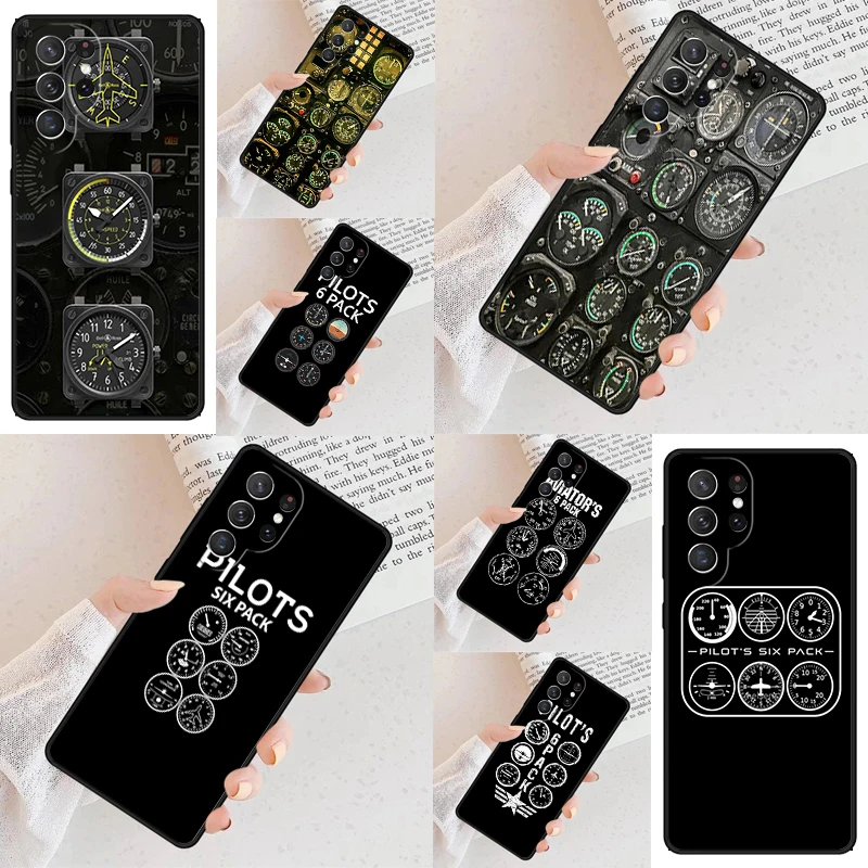 Aviation Aeroplane Helicopter Cockpit Instrument Case For Samsung S24 S25 S23 S22 S21 Note 10 20 Pro S20 Plus Ultra  lite Cover