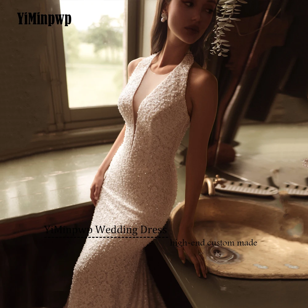 Customized Lace Wedding Dresses 2025 Luxury Mermaid Sleeveless O-Neck Beaded vestidos de novia Exquisite Bride Gowns Backless