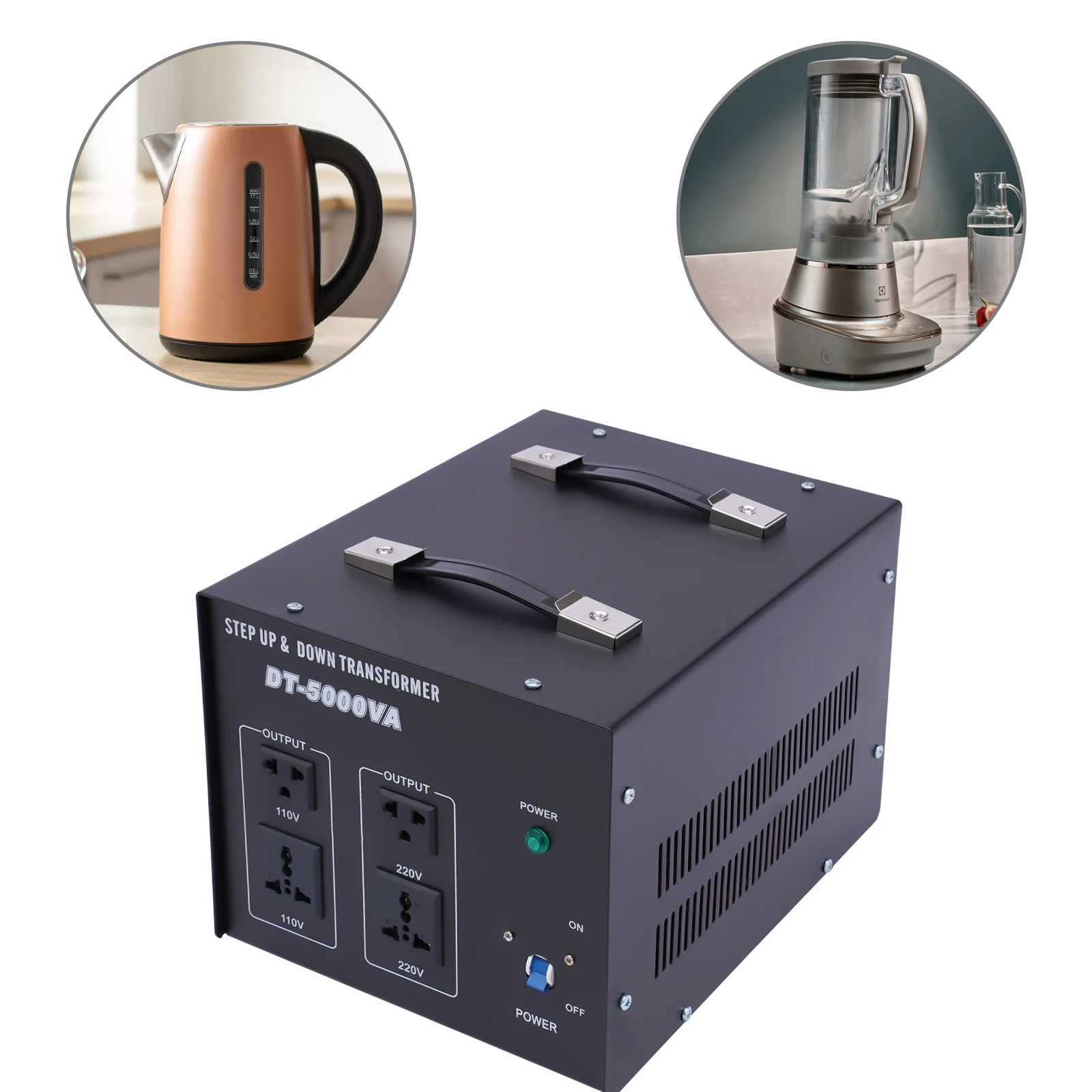 Transformador convertidor de voltaje de 5000 W, convierte 110 V a 220 V o 220 V a 110 V, potencia segura y eficiente para electrodomésticos