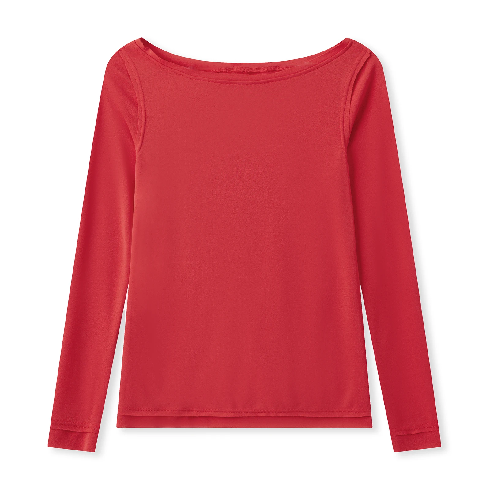 تي شيرت نسائي بأكمام طويلة وقصة ضيقة وأنيق بلون سادة ورقبة دائرية وأكمام طويلة للخريف #6