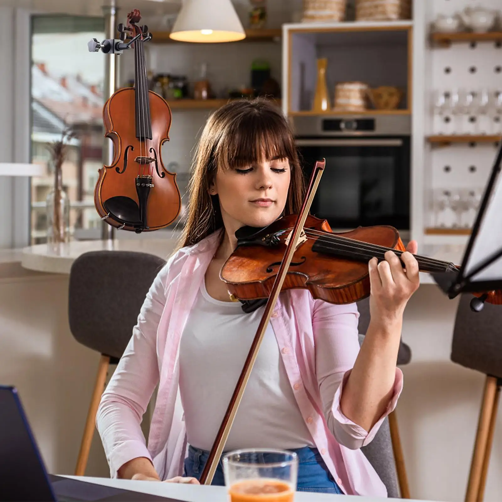 

Violin Hanger Metal Violin Hanger For Sheet Music Stand Adjustable Bracket For Students Players Bedroom Desktop Practices