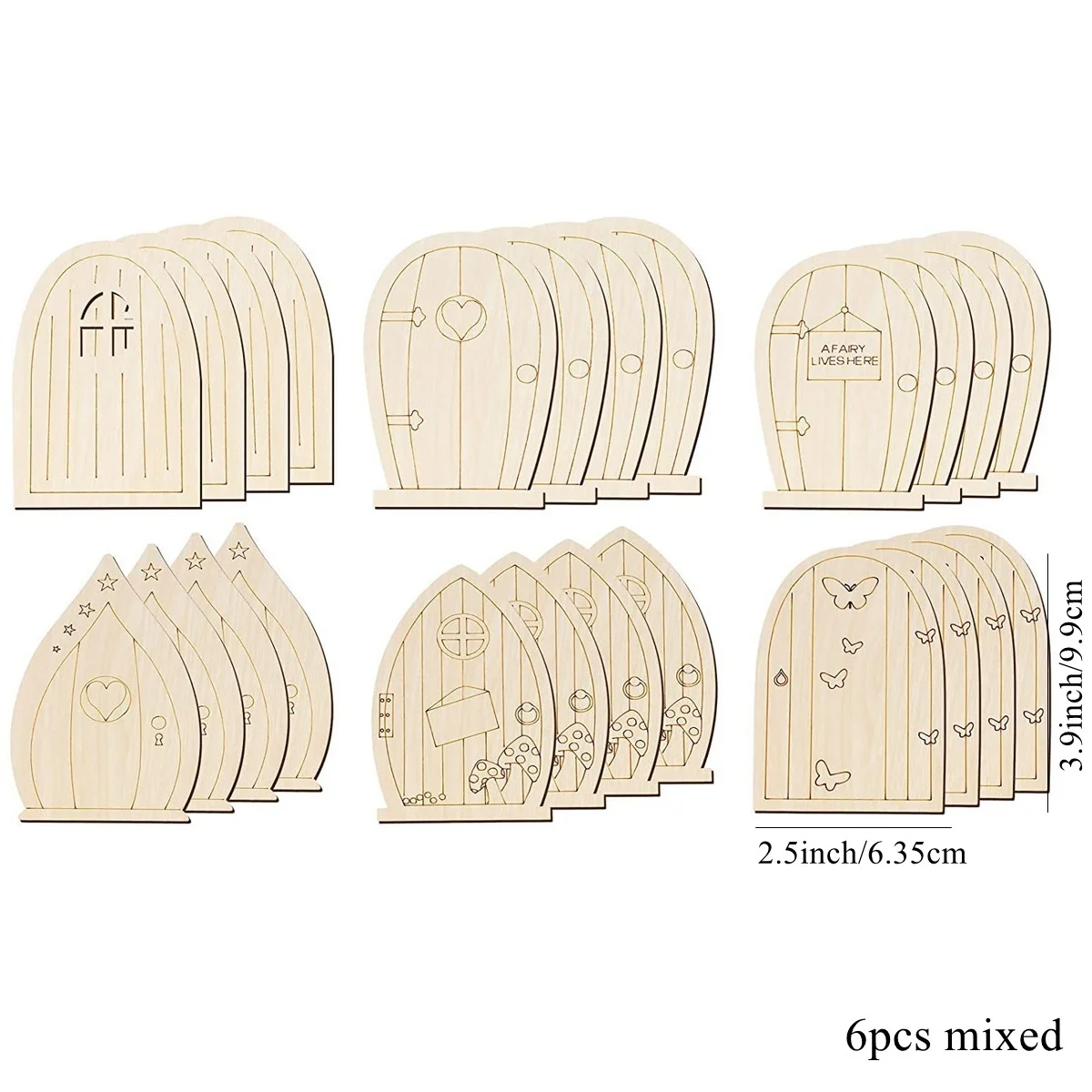 6pcs/set Wooden Door DIY Painting Ornaments Mini Fairy Door Craft For Home Garden Landscape Decorations Kids Gifts Supplies