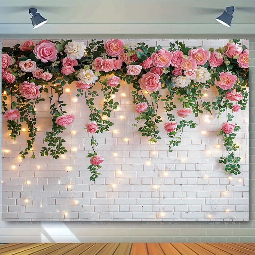 Wedding Backdrop Floral Flowers Bridal Shower Engagement Ceremony Party Photography Background Wall Decor Photo Studio Props