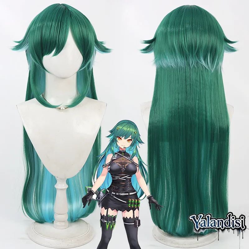 Yalandisi& NIJISANJI Virtual YouTube Kitakoji Hisui Cosplay Wig Halloween Party Prop Synthetic Hair Heat Resistant Fiber+Wig Cap