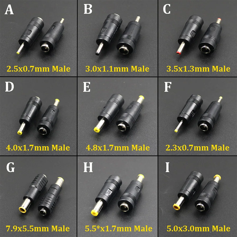 1Piece DC Power Male to Female Adapter 5.5x2.1mm to 7.9*5.5/6.3*3.0/6.0*4.4/3.5*1.3/4.8*1.65/4.8*1.7/5.5*2.5mm Laptop Connector