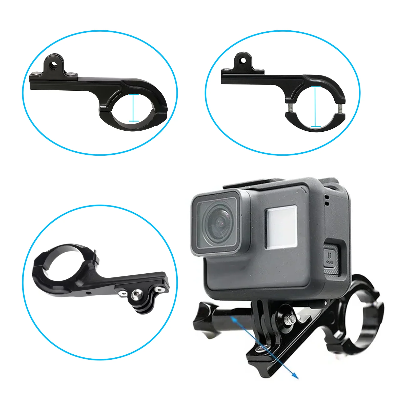 Aluminum Bike Bicycle Motorcycle Handlebar Mount Holder for Gopro HERO11 10 9 8 7 6 5 4 3/2/1 HD Camera Accessories