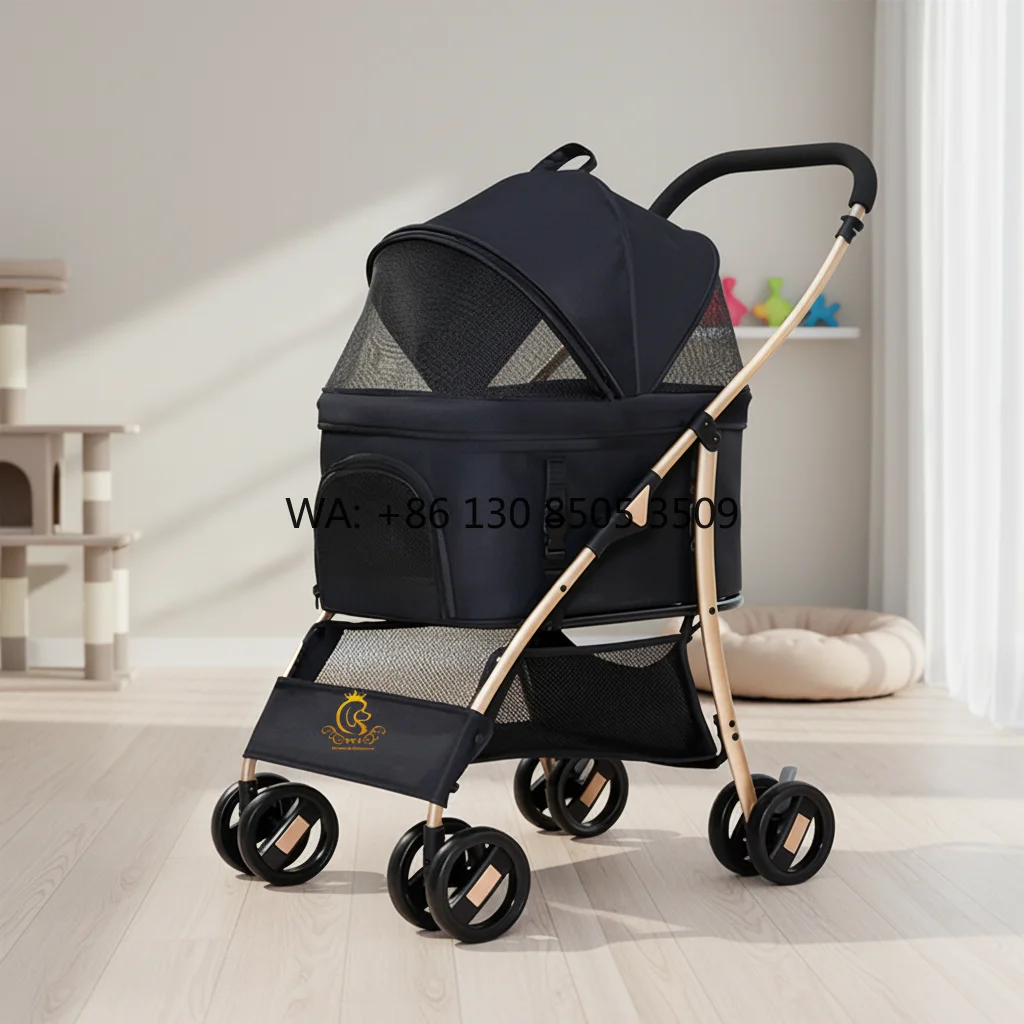

Detachable Independent Sleeping Basket Pet Stroller Foldable Dog Stroller with Car Seat for Travel Car Outdoor