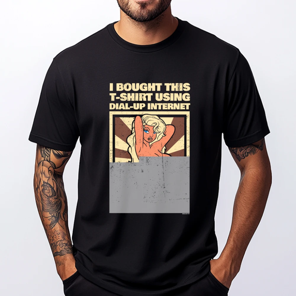 

I Bought This With Dial Up Internet 90s Computer Nerd Black T Shirt Camiseta Masculina
