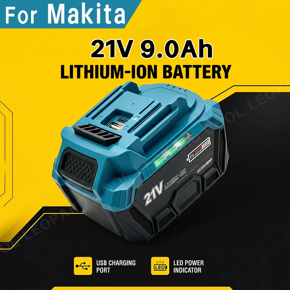 

21V 9.0Ah Lithium Battery for Makita 18V LXT BL1830 BL1840 BL1850 BL1860 Cordless Drill Driver Power Tools Long Runtime with BMS