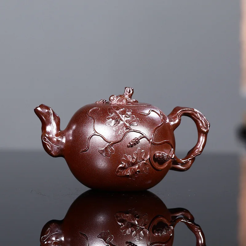 Squirrel Grape Zhang Zhengyuan Gu Long Kiln Red Flame Burned Golden Clay 300Cc