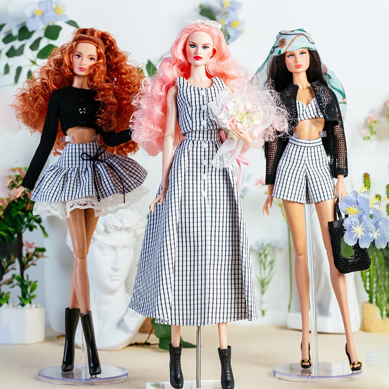 

32cm Supermodel Doll Clothes Suit European Fashion Hollowed Out Top Accessories Set Princess Girl Dress DIY Toy Collector Gifts