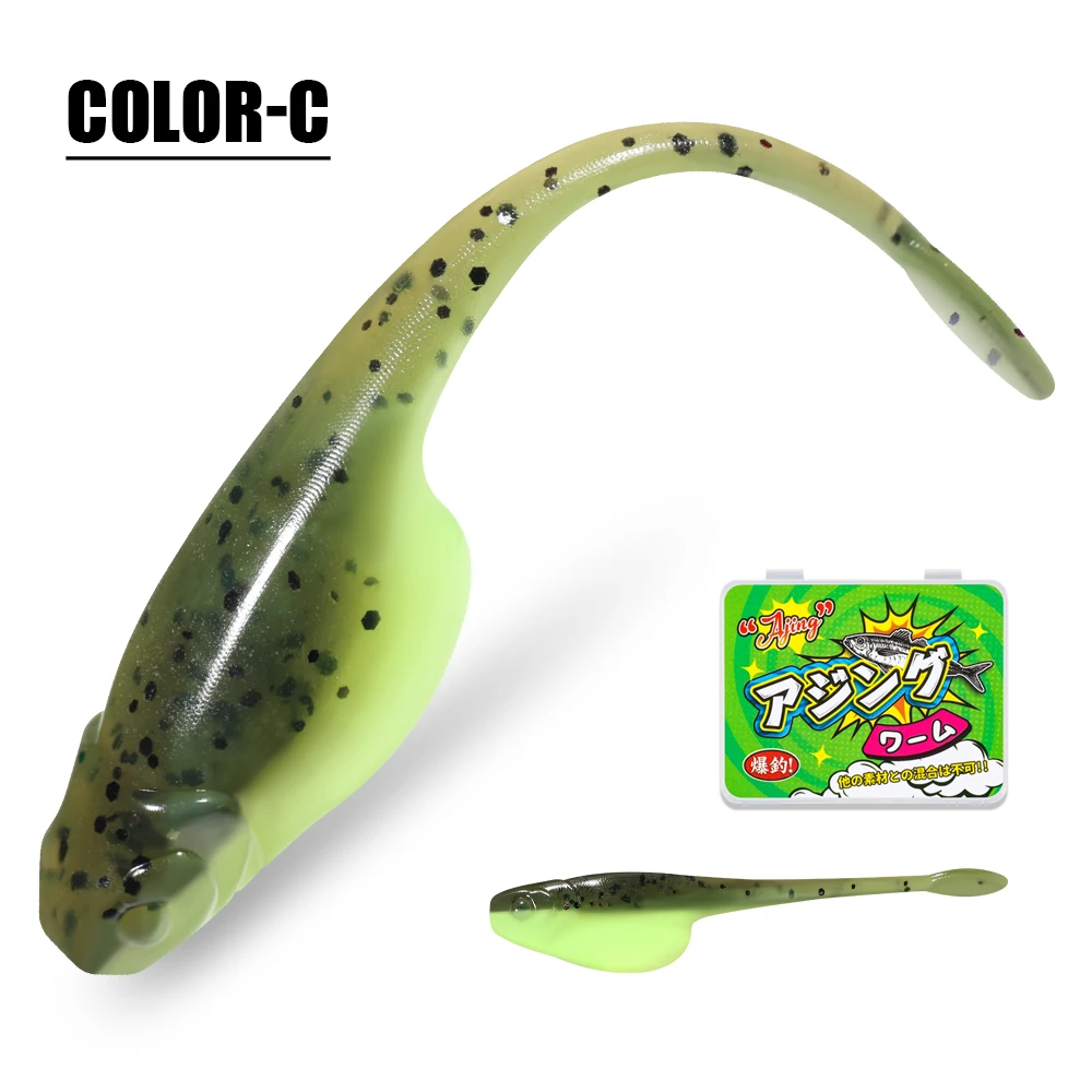 Palisander Crappie Minnow Shad Soft Baits 5 cm Ajing Wurm Angelköder Willow Tail TPR Floating Drop Shot Ocean Rock Angelgerät