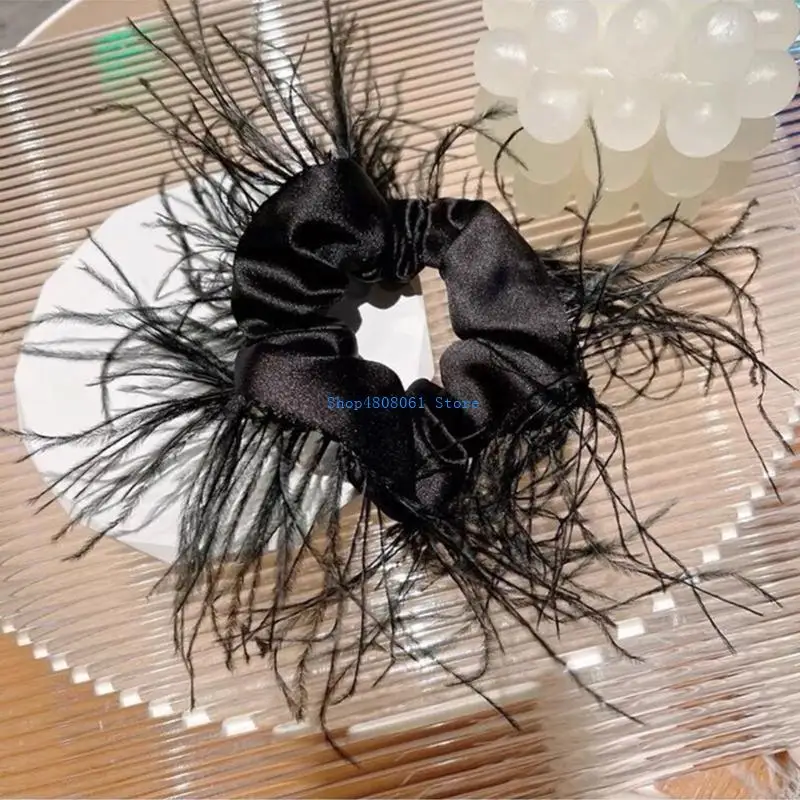 

T3LC Резинки для волос из страусиных перьев Пушистые резинки для волос Резинка для волос в стиле 1920-х годов