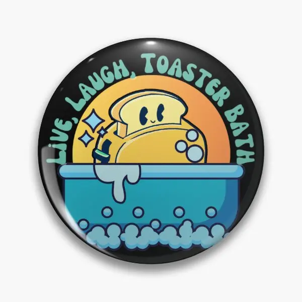 Live Laugh Toaster Bath With Dark Back  Soft Button Pin Metal Decor Clothes Fashion Collar Gift Women Lapel Pin Lover Cartoon