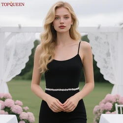 TOPQUEEN Bridal Thin Belts Wedding Silver Rhinestone Sash for Women Female Evening Party Accessories Dress Jewelry Sash S308