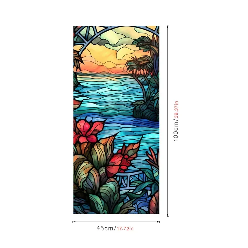 European Style Window  Film Stickers Colorful Film Vinyl for Glass Windows Stained Glass Window Film Home and Bathroom