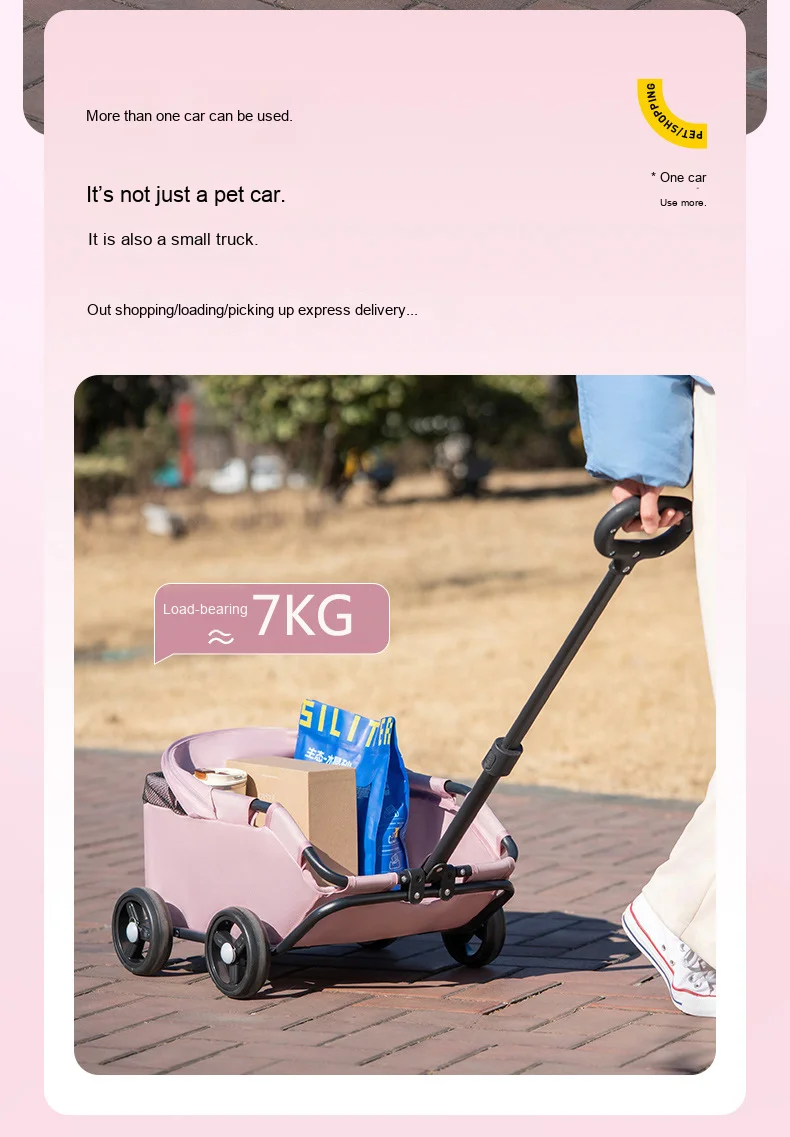 carrinho pet Luxury 4-Wheel Foldable Dog Cat Travel Stroller Foldable Lightweight Cross-Border Made From Mesh for Camping