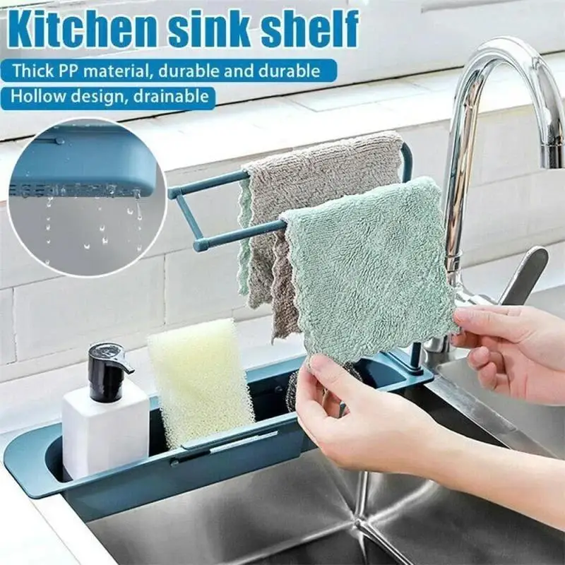 New Kitchen Home Telescopic Sink Rack Holder Storage Drain Basket Home Dish Drainer Washing Sink Drying Rack Kitchen Accessory
