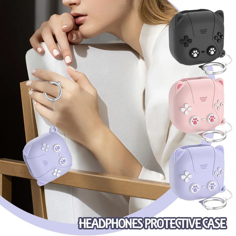 

Cute Cartoon Kitten Headphones Protective Case for Samsung Galaxy Buds Live/Buds 2/ Pro/2 Pro/Buds FE Soft Silicone Accesso I8Y6